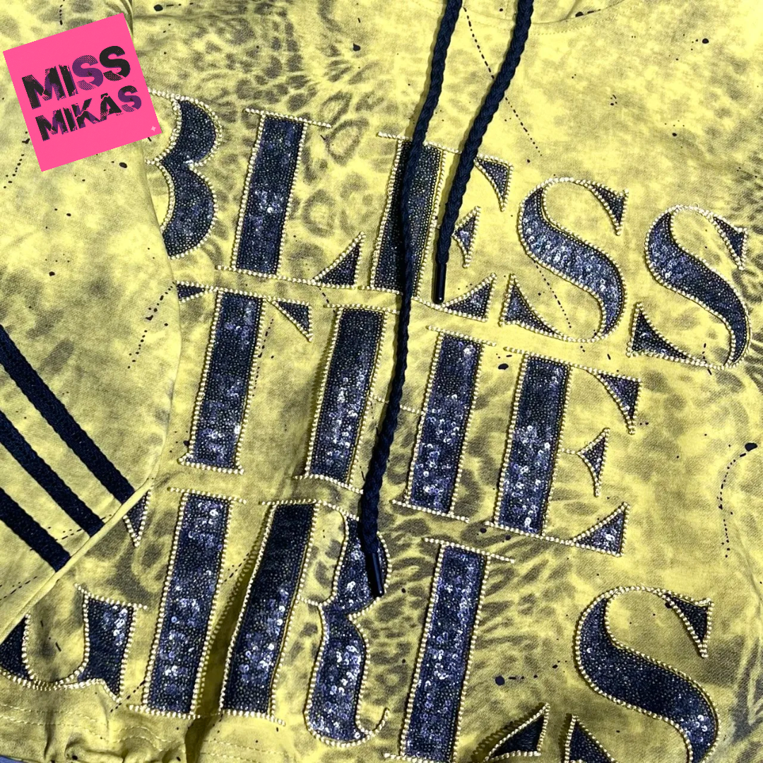 Conjunto de Fato de Treino "Born to Shine" Amarelo Neon